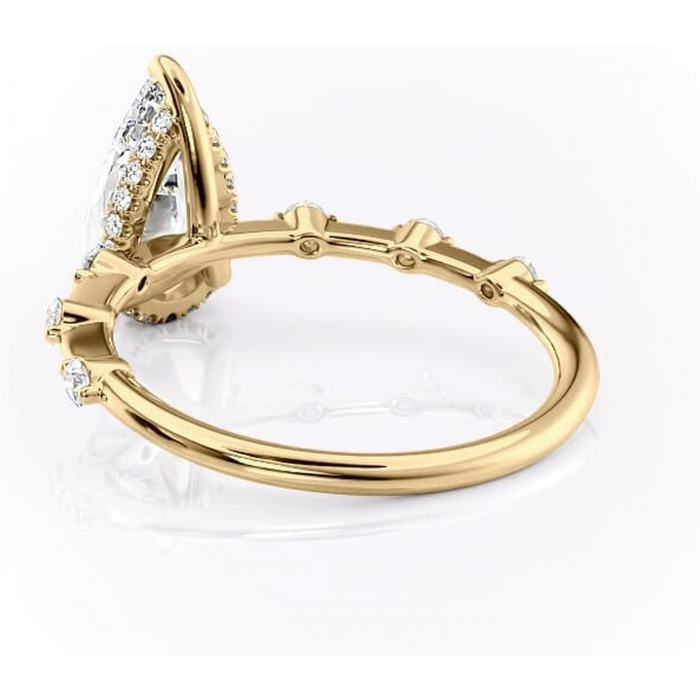 Inel de logodnă Lilya din aur Galben 14kt cu moissanite tăietură pară – Pietre laterale rafinată pentru profil mediu | Personalizează și configurează gratuit online [4]