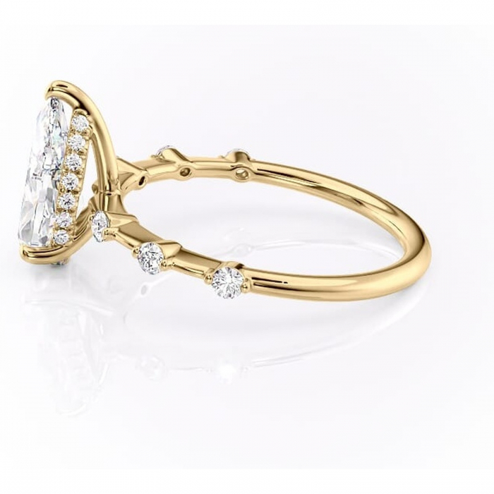 Inel de logodnă Lilya din aur Galben 14kt cu moissanite tăietură pară – Pietre laterale rafinată pentru profil mediu | Personalizează și configurează gratuit online [6]