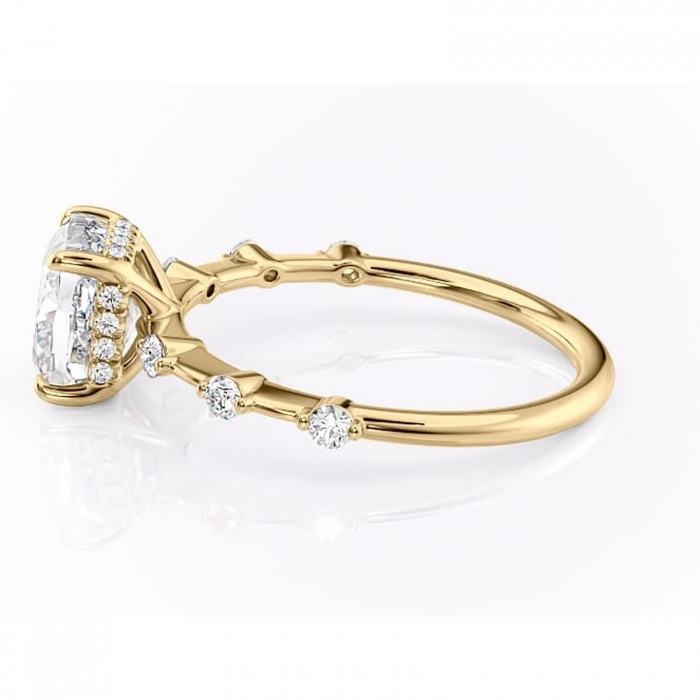 Inel de logodnă Lilya din aur Galben 14kt cu moissanite tăietură pernă – Pietre laterale rafinată pentru profil mediu | Personalizează și configurează gratuit online [6]
