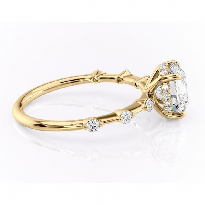 Inel de logodnă Lilya din aur Galben 14kt cu moissanite tăietură rotundă – Pietre laterale rafinată pentru profil mediu | Personalizează și configurează gratuit online [2]