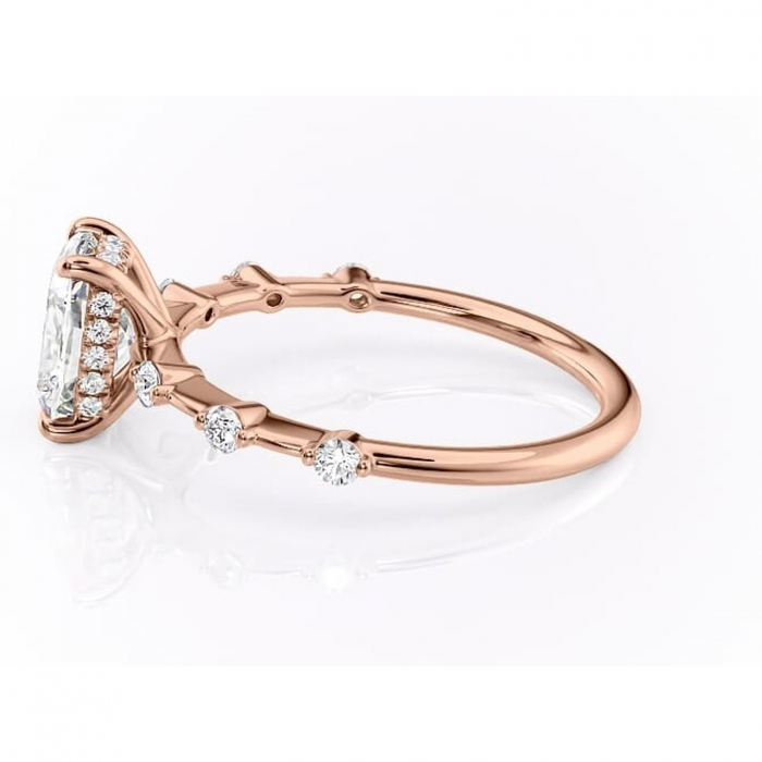 Inel de logodnă Lilya din aur Rose 14kt cu moissanite tăietură asscher – Pietre laterale rafinată pentru profil mediu | Personalizează și configurează gratuit online [6]