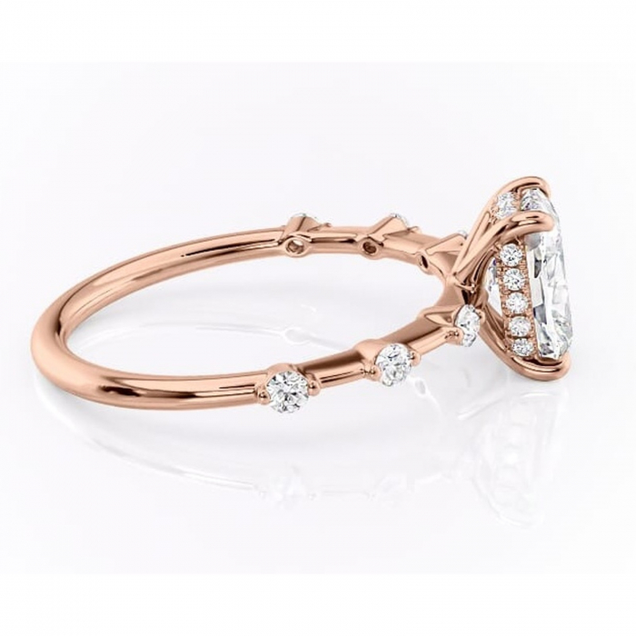Inel de logodnă Lilya din aur Rose 14kt cu moissanite tăietură asscher – Pietre laterale rafinată pentru profil mediu | Personalizează și configurează gratuit online [2]