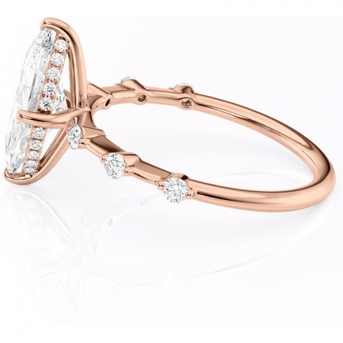 Inel de logodnă Lilya din aur Rose 18kt cu moissanite tăietură marquise – Pietre laterale rafinată pentru profil mediu | Personalizează și configurează gratuit online [6]