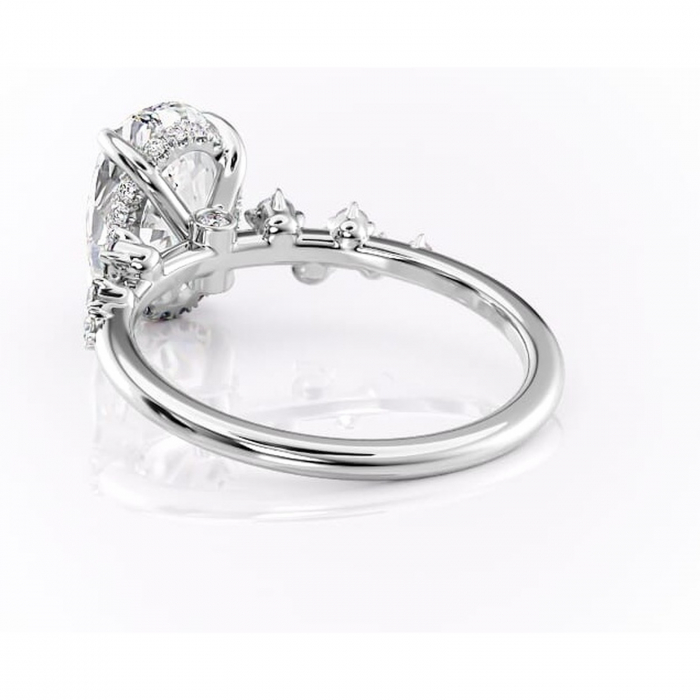 Inel de logodnă Liora din aur Alb 14kt cu moissanite tăietură ovală – Pietre laterale rafinată pentru profil înalt | Personalizează și configurează gratuit online [4]