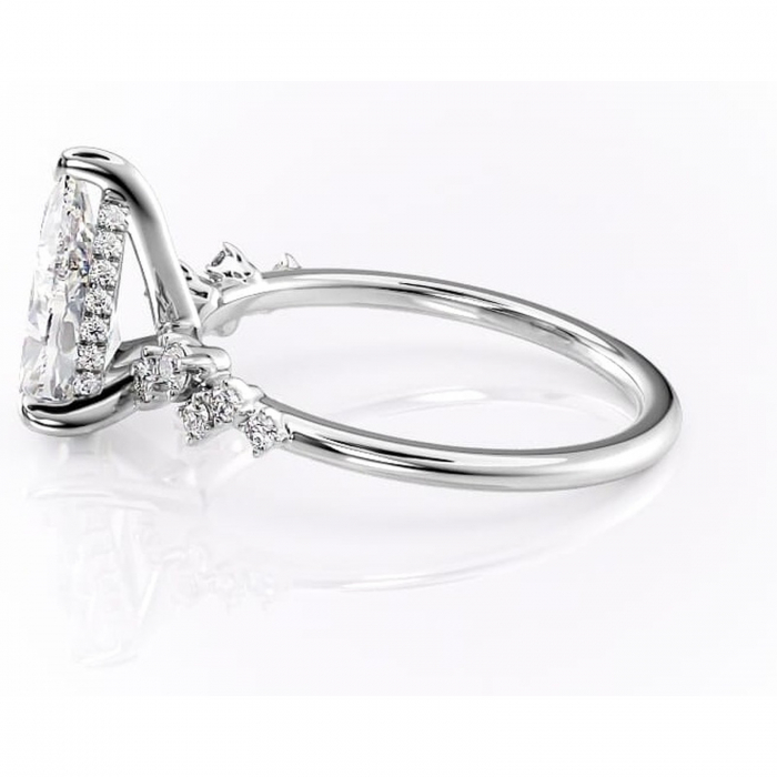 Inel de logodnă Liora din aur Alb 14kt cu moissanite tăietură pară – Pietre laterale rafinată pentru profil înalt | Personalizează și configurează gratuit online [6]