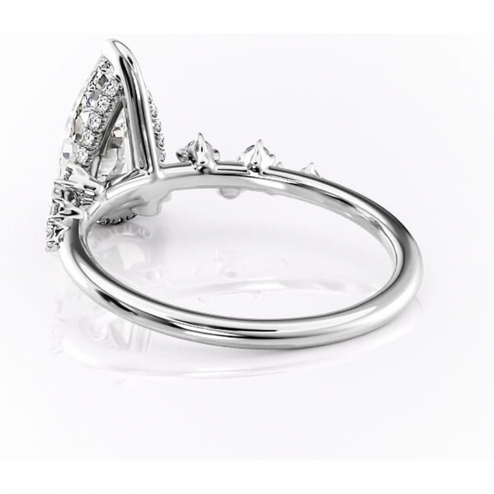 Inel de logodnă Liora din aur Alb 14kt cu moissanite tăietură pară – Pietre laterale rafinată pentru profil înalt | Personalizează și configurează gratuit online [4]