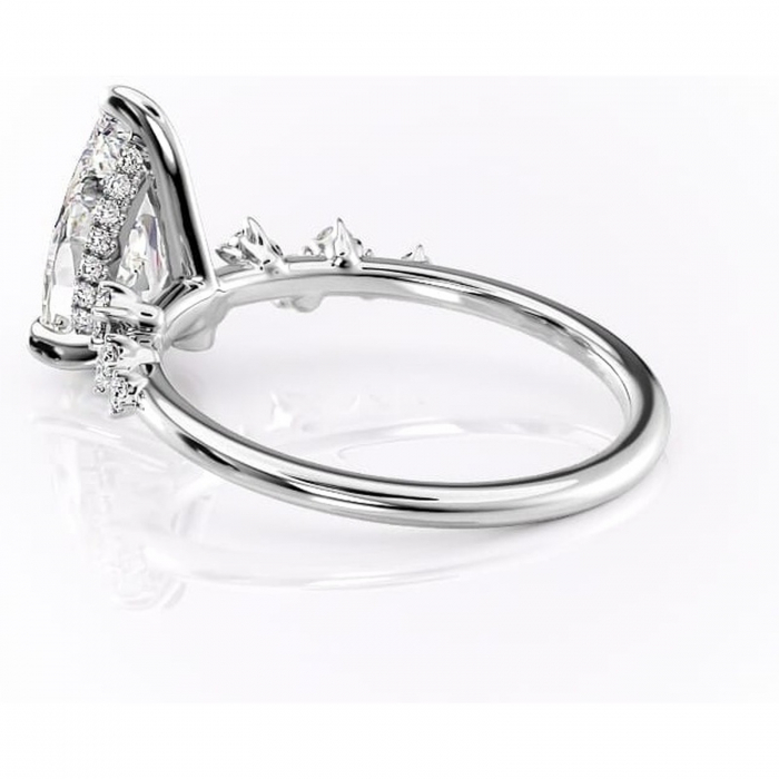 Inel de logodnă Liora din aur Alb 14kt cu moissanite tăietură pară – Pietre laterale rafinată pentru profil înalt | Personalizează și configurează gratuit online [5]