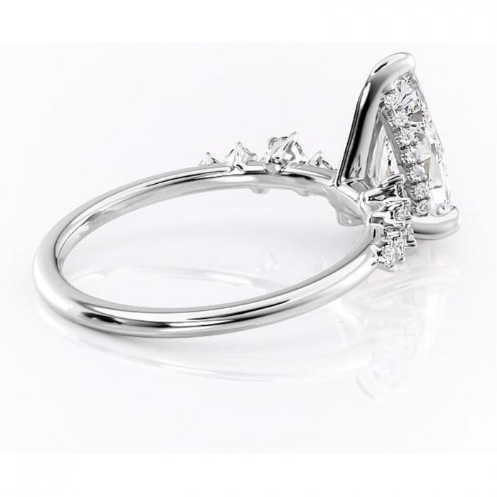 Inel de logodnă Liora din aur Alb 14kt cu moissanite tăietură pară – Pietre laterale rafinată pentru profil înalt | Personalizează și configurează gratuit online [3]