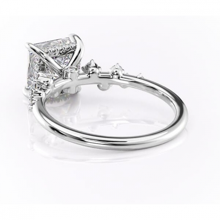 Inel de logodnă Liora din aur Alb 14kt cu moissanite tăietură princess – Pietre laterale rafinată pentru profil înalt | Personalizează și configurează gratuit online [4]