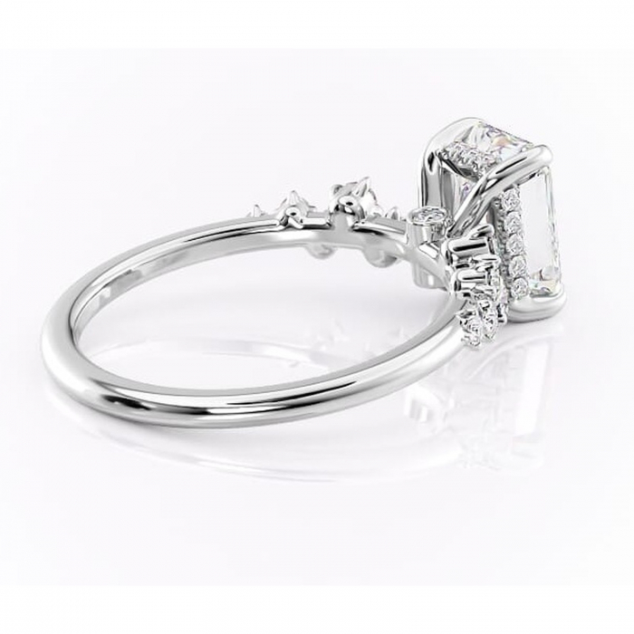 Inel de logodnă Liora din aur Alb 14kt cu moissanite tăietură radiantă – Pietre laterale rafinată pentru profil înalt | Personalizează și configurează gratuit online [3]