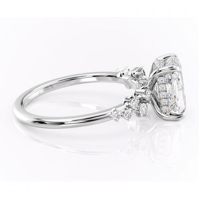 Inel de logodnă Liora din aur Alb 14kt cu moissanite tăietură radiantă – Pietre laterale rafinată pentru profil înalt | Personalizează și configurează gratuit online [2]