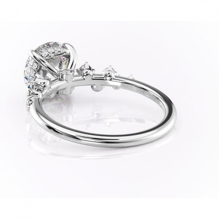 Inel de logodnă Liora din aur Alb 14kt cu moissanite tăietură rotundă – Pietre laterale rafinată pentru profil înalt | Personalizează și configurează gratuit online [4]