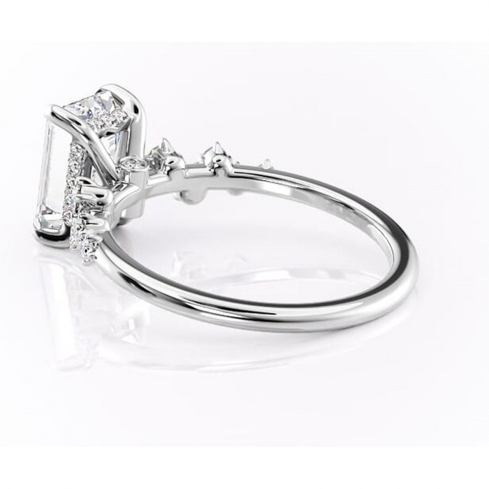 Inel de logodnă Liora din aur Alb 14kt cu moissanite tăietură smarald – Pietre laterale rafinată pentru profil înalt | Personalizează și configurează gratuit online [5]