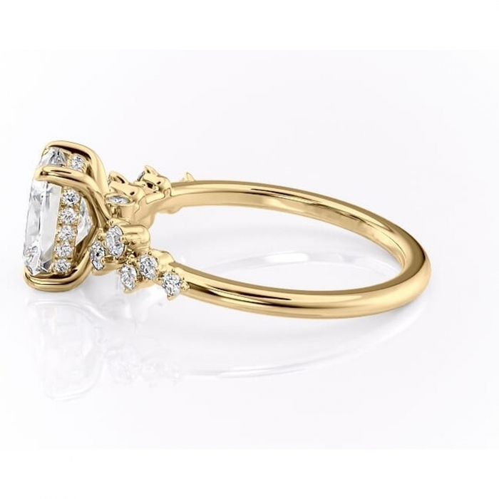 Inel de logodnă Liora din aur Galben 14kt cu moissanite tăietură pernă – Pietre laterale rafinată pentru profil înalt | Personalizează și configurează gratuit online [6]