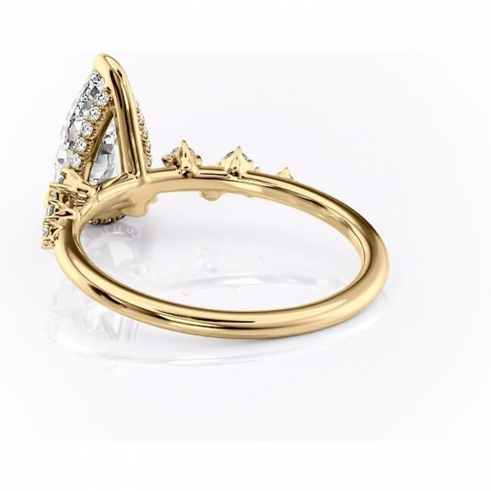 Inel de logodnă Liora din aur Galben 14kt cu moissanite tăietură pară – Pietre laterale rafinată pentru profil înalt | Personalizează și configurează gratuit online [4]