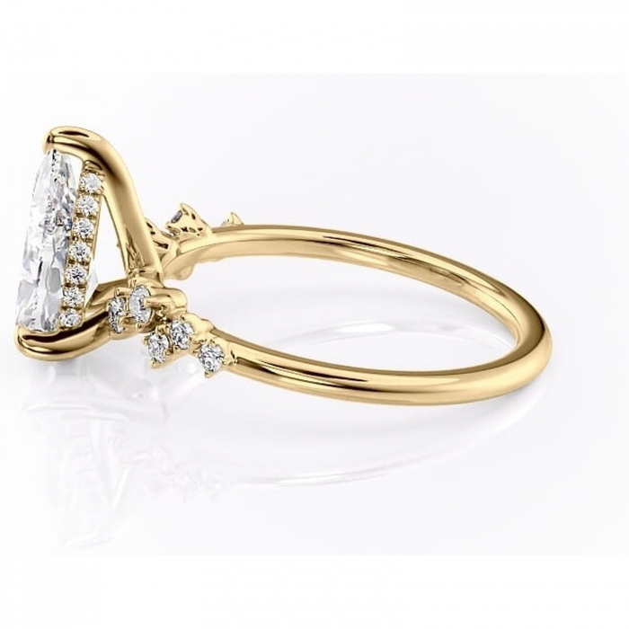 Inel de logodnă Liora din aur Galben 14kt cu moissanite tăietură pară – Pietre laterale rafinată pentru profil înalt | Personalizează și configurează gratuit online [6]