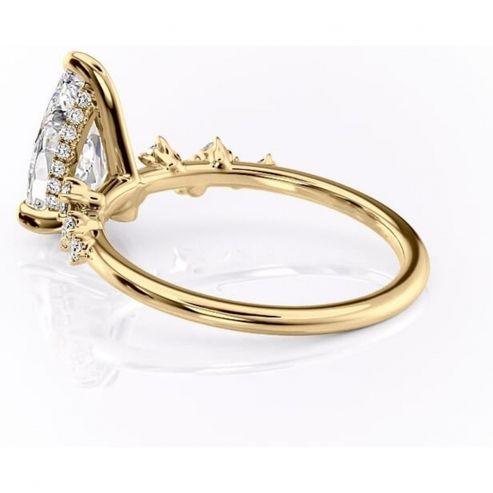 Inel de logodnă Liora din aur Galben 14kt cu moissanite tăietură pară – Pietre laterale rafinată pentru profil înalt | Personalizează și configurează gratuit online [5]