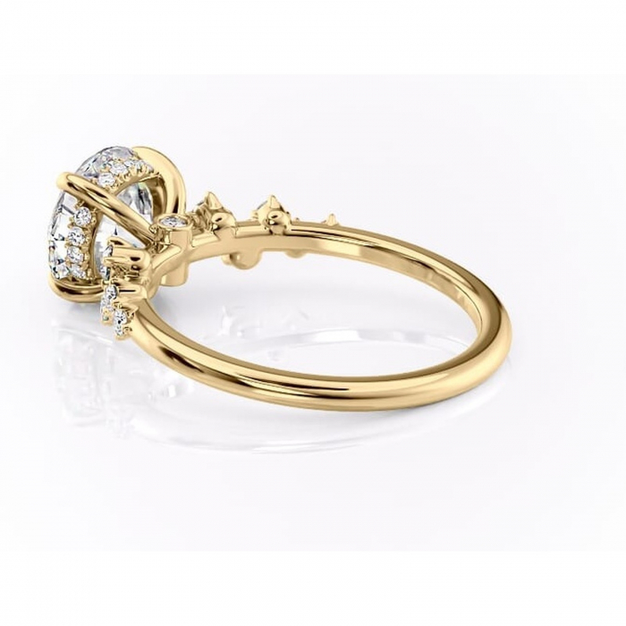 Inel de logodnă Liora din aur Galben 14kt cu moissanite tăietură rotundă – Pietre laterale rafinată pentru profil înalt | Personalizează și configurează gratuit online [5]