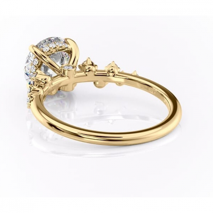 Inel de logodnă Liora din aur Galben 14kt cu moissanite tăietură rotundă – Pietre laterale rafinată pentru profil înalt | Personalizează și configurează gratuit online [4]