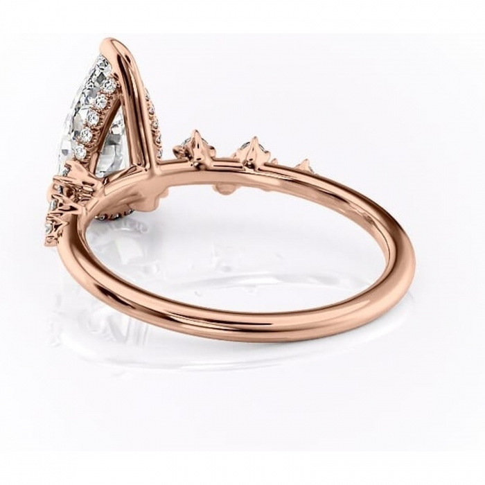 Inel de logodnă Liora din aur Rose 14kt cu moissanite tăietură pară – Pietre laterale rafinată pentru profil înalt | Personalizează și configurează gratuit online [4]