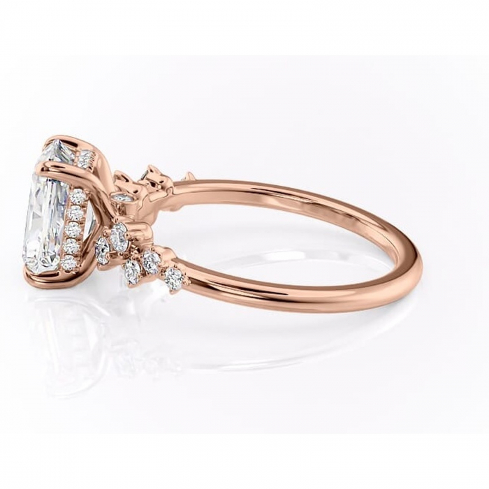 Inel de logodnă Liora din aur Rose 18kt cu moissanite tăietură radiantă – Pietre laterale rafinată pentru profil înalt | Personalizează și configurează gratuit online [6]