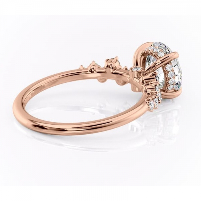 Inel de logodnă Liora din aur Rose 14kt cu moissanite tăietură rotundă – Pietre laterale rafinată pentru profil înalt | Personalizează și configurează gratuit online [3]