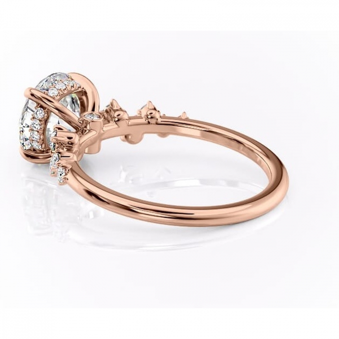 Inel de logodnă Liora din aur Rose 14kt cu moissanite tăietură rotundă – Pietre laterale rafinată pentru profil înalt | Personalizează și configurează gratuit online [5]