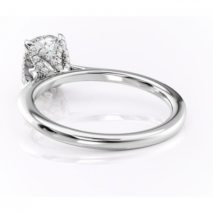 Inel de logodnă Luma din aur Alb 14kt cu moissanite tăietură pernă – Solitar rafinată pentru profil înalt | Personalizează și configurează gratuit online [4]