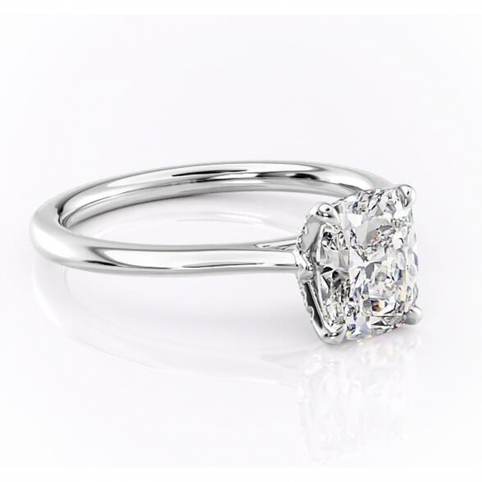 Inel de logodnă Luma din aur Alb 14kt cu moissanite tăietură pernă – Solitar rafinată pentru profil înalt | Personalizează și configurează gratuit online [1]