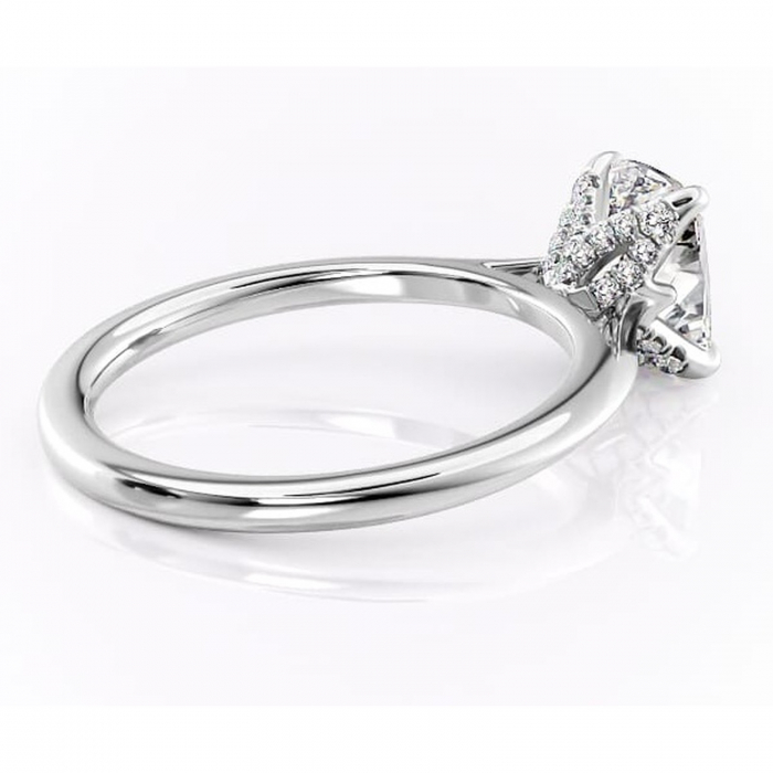 Inel de logodnă Luma din aur Alb 14kt cu moissanite tăietură pernă – Solitar rafinată pentru profil înalt | Personalizează și configurează gratuit online [3]