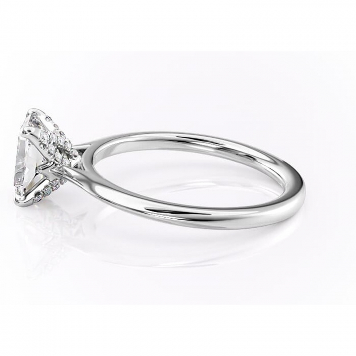 Inel de logodnă Luma din aur Alb 14kt cu moissanite tăietură pernă – Solitar rafinată pentru profil înalt | Personalizează și configurează gratuit online [6]