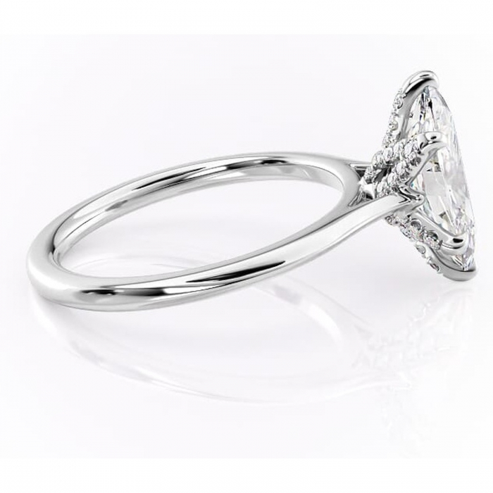 Inel de logodnă Luma din aur Alb 14kt cu moissanite tăietură marquise – Solitar rafinată pentru profil înalt | Personalizează și configurează gratuit online [2]