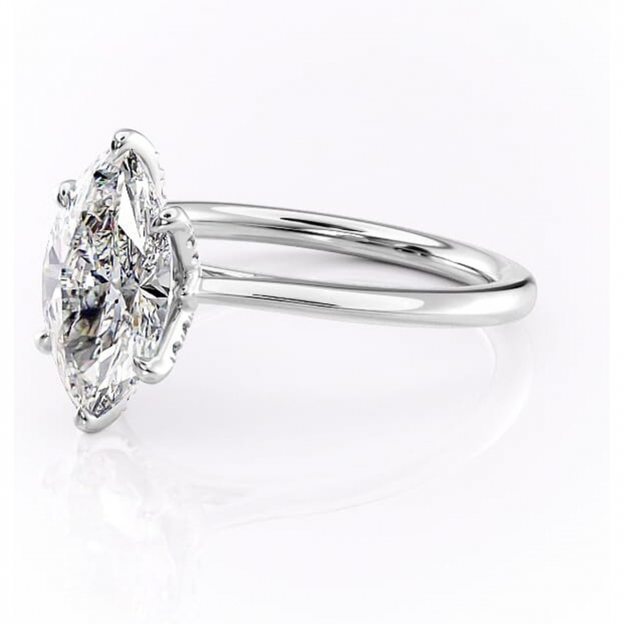 Inel de logodnă Luma din aur Alb 14kt cu moissanite tăietură marquise – Solitar rafinată pentru profil înalt | Personalizează și configurează gratuit online [7]