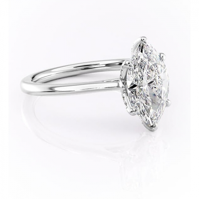 Inel de logodnă Luma din aur Alb 14kt cu moissanite tăietură marquise – Solitar rafinată pentru profil înalt | Personalizează și configurează gratuit online [1]