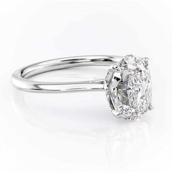 Inel de logodnă Luma din aur Alb 14kt cu moissanite tăietură ovală – Solitar rafinată pentru profil înalt | Personalizează și configurează gratuit online [1]
