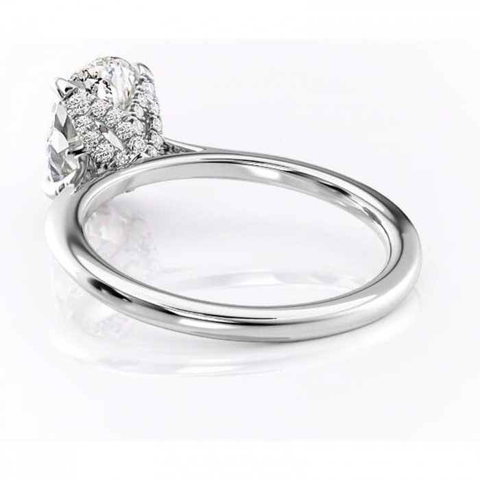 Inel de logodnă Luma din aur Alb 14kt cu moissanite tăietură ovală – Solitar rafinată pentru profil înalt | Personalizează și configurează gratuit online [4]