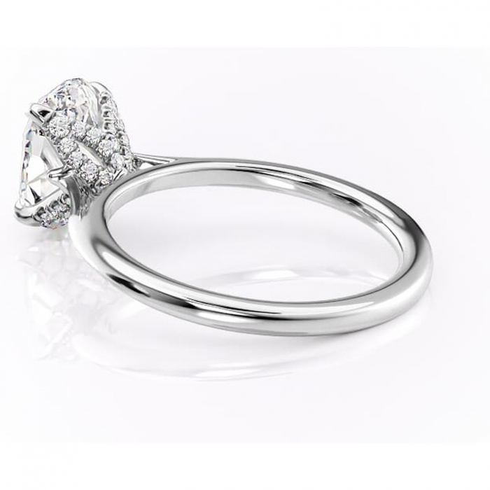 Inel de logodnă Luma din aur Alb 14kt cu moissanite tăietură ovală – Solitar rafinată pentru profil înalt | Personalizează și configurează gratuit online [5]