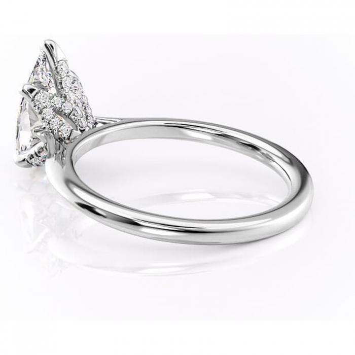 Inel de logodnă Luma din aur Alb 14kt cu moissanite tăietură pară – Solitar rafinată pentru profil înalt | Personalizează și configurează gratuit online [5]