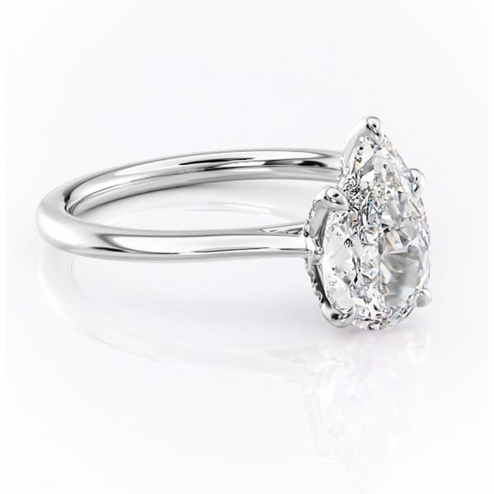 Inel de logodnă Luma din aur Alb 14kt cu moissanite tăietură pară – Solitar rafinată pentru profil înalt | Personalizează și configurează gratuit online [1]