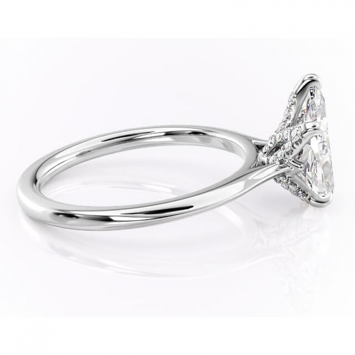 Inel de logodnă Luma din aur Alb 14kt cu moissanite tăietură pară – Solitar rafinată pentru profil înalt | Personalizează și configurează gratuit online [2]