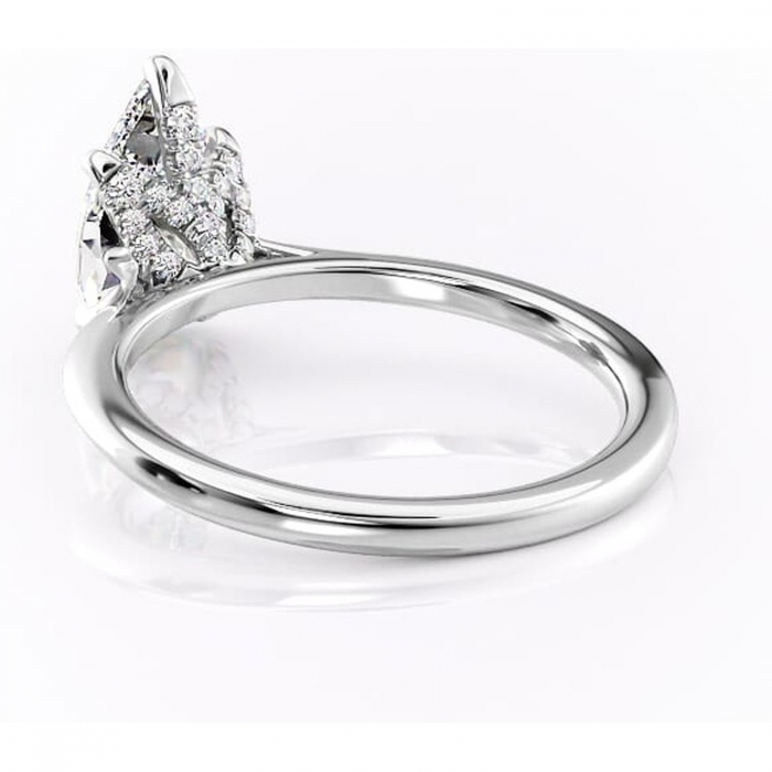 Inel de logodnă Luma din aur Alb 14kt cu moissanite tăietură pară – Solitar rafinată pentru profil înalt | Personalizează și configurează gratuit online [4]
