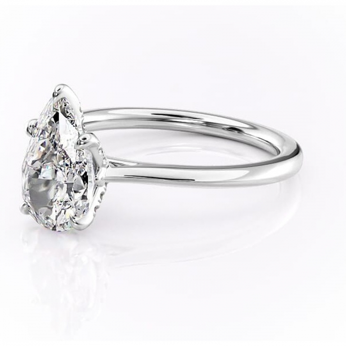 Inel de logodnă Luma din aur Alb 14kt cu moissanite tăietură pară – Solitar rafinată pentru profil înalt | Personalizează și configurează gratuit online [7]