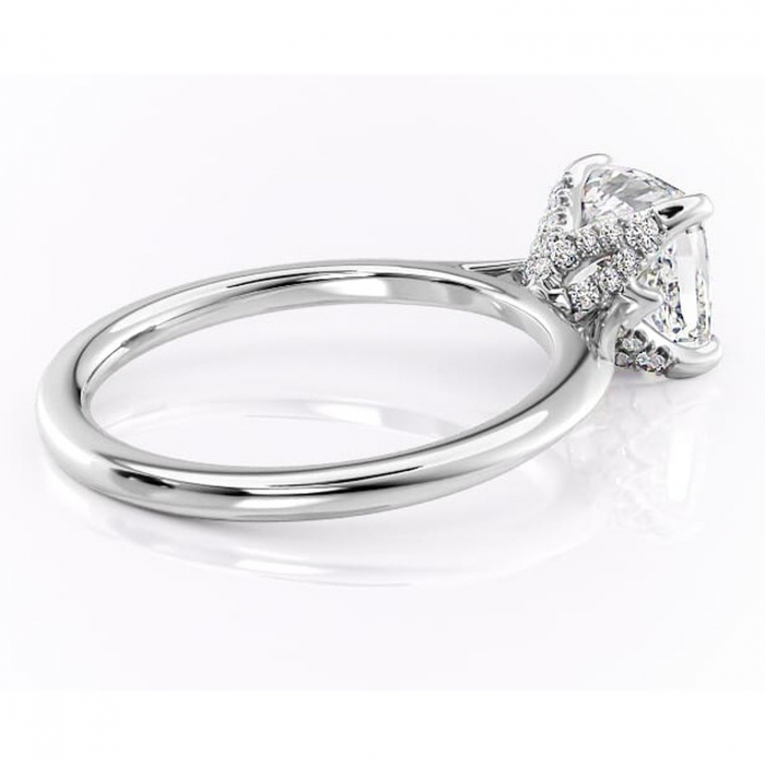 Inel de logodnă Luma din aur Alb 14kt cu moissanite tăietură pernă – Solitar rafinată pentru profil înalt | Personalizează și configurează gratuit online [3]