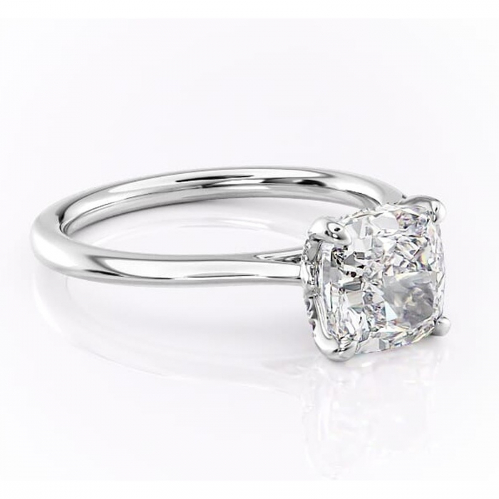 Inel de logodnă Luma din aur Alb 14kt cu moissanite tăietură pernă – Solitar rafinată pentru profil înalt | Personalizează și configurează gratuit online [1]