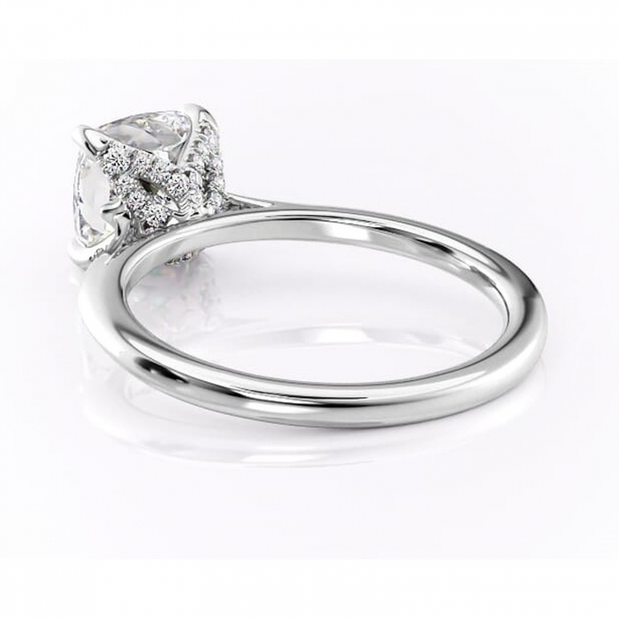 Inel de logodnă Luma din aur Alb 14kt cu moissanite tăietură pernă – Solitar rafinată pentru profil înalt | Personalizează și configurează gratuit online [4]