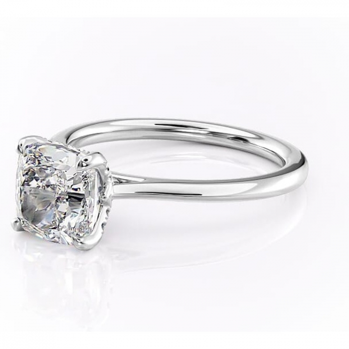 Inel de logodnă Luma din aur Alb 14kt cu moissanite tăietură pernă – Solitar rafinată pentru profil înalt | Personalizează și configurează gratuit online [7]