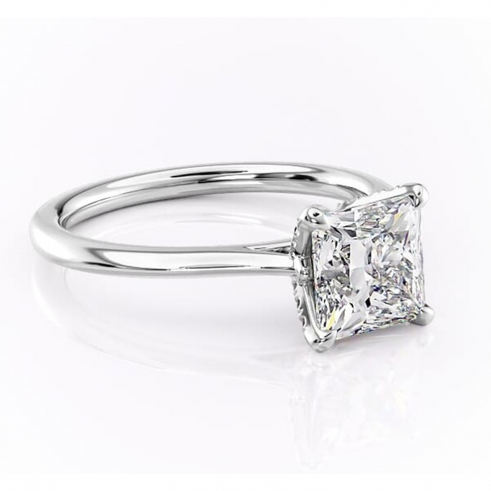 Inel de logodnă Luma din aur Alb 14kt cu moissanite tăietură princess – Solitar rafinată pentru profil înalt | Personalizează și configurează gratuit online [1]