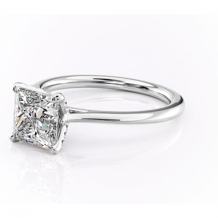 Inel de logodnă Luma din aur Alb 14kt cu moissanite tăietură princess – Solitar rafinată pentru profil înalt | Personalizează și configurează gratuit online [7]