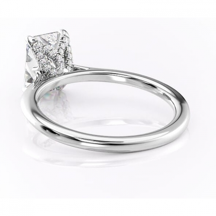 Inel de logodnă Luma din aur Alb 14kt cu moissanite tăietură radiantă – Solitar rafinată pentru profil înalt | Personalizează și configurează gratuit online [4]