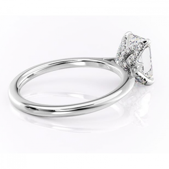 Inel de logodnă Luma din aur Alb 14kt cu moissanite tăietură radiantă – Solitar rafinată pentru profil înalt | Personalizează și configurează gratuit online [3]